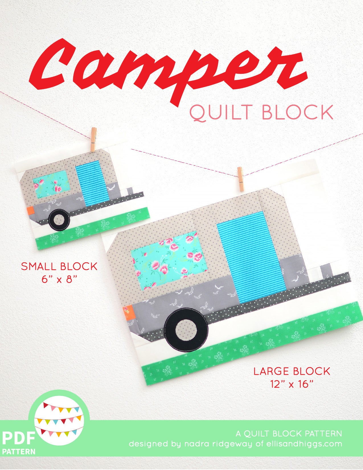 Pattern, Camper Quilt Block by Ellis & Higgs (digital download)