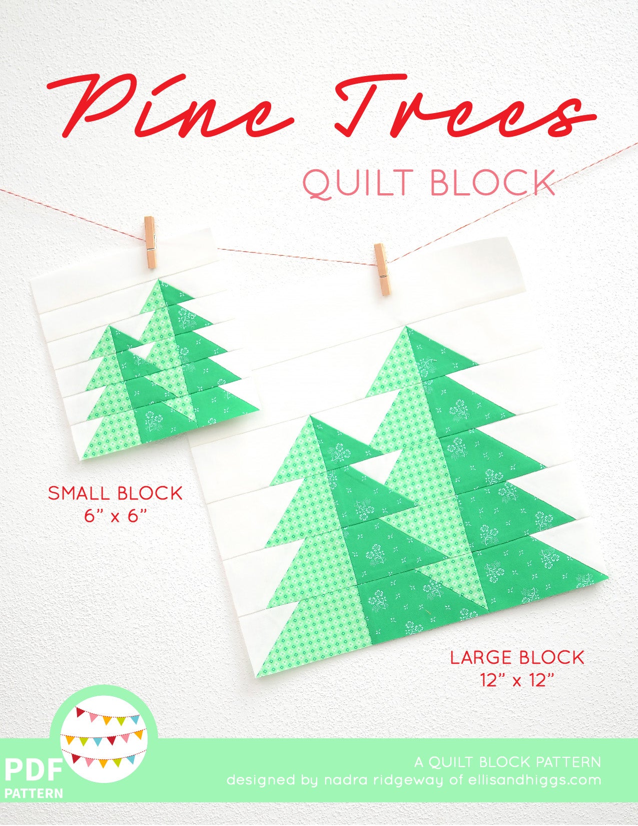 Pattern, Pine Trees Quilt Block by Ellis & Higgs (digital download)