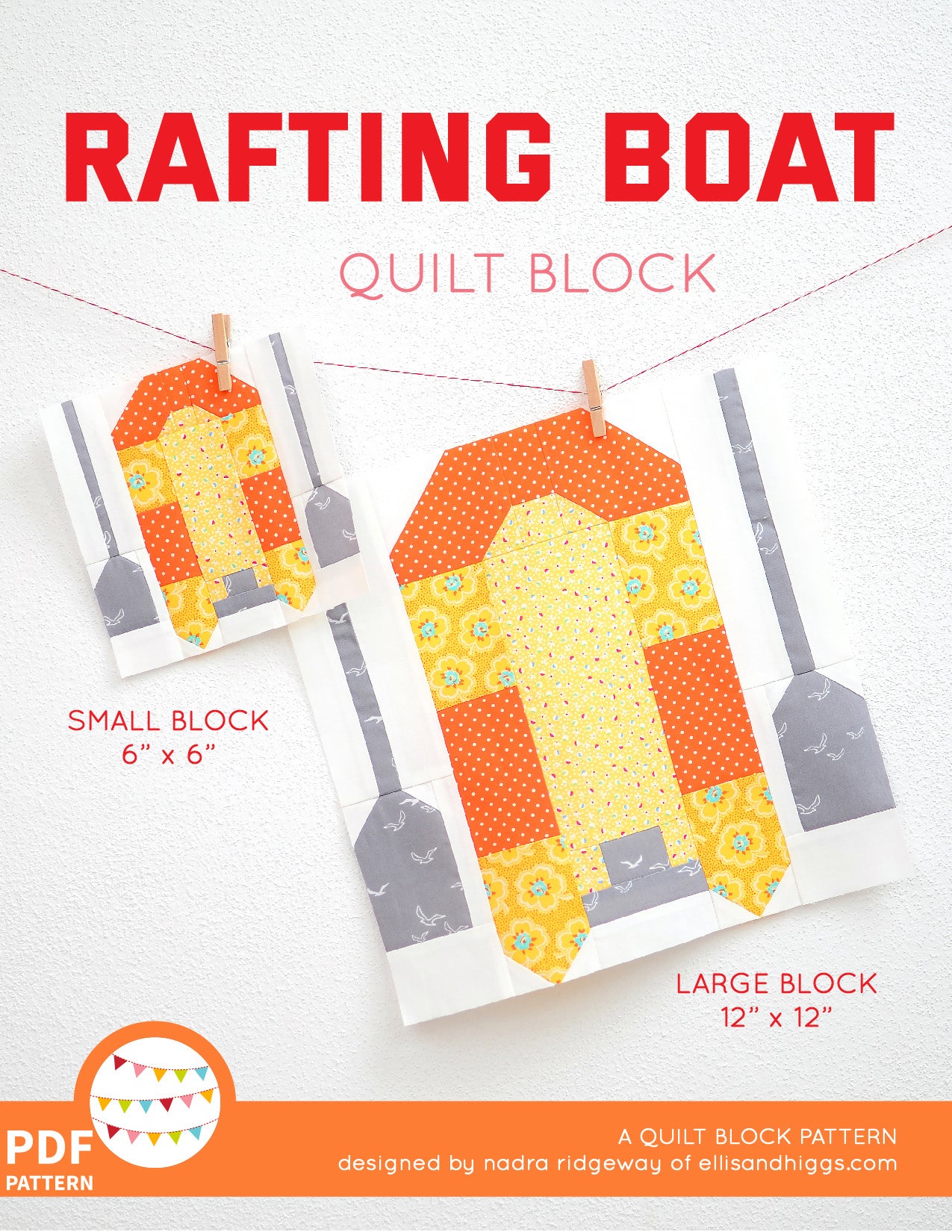 Pattern, Rafting Boat Quilt Block by Ellis & Higgs (digital download)