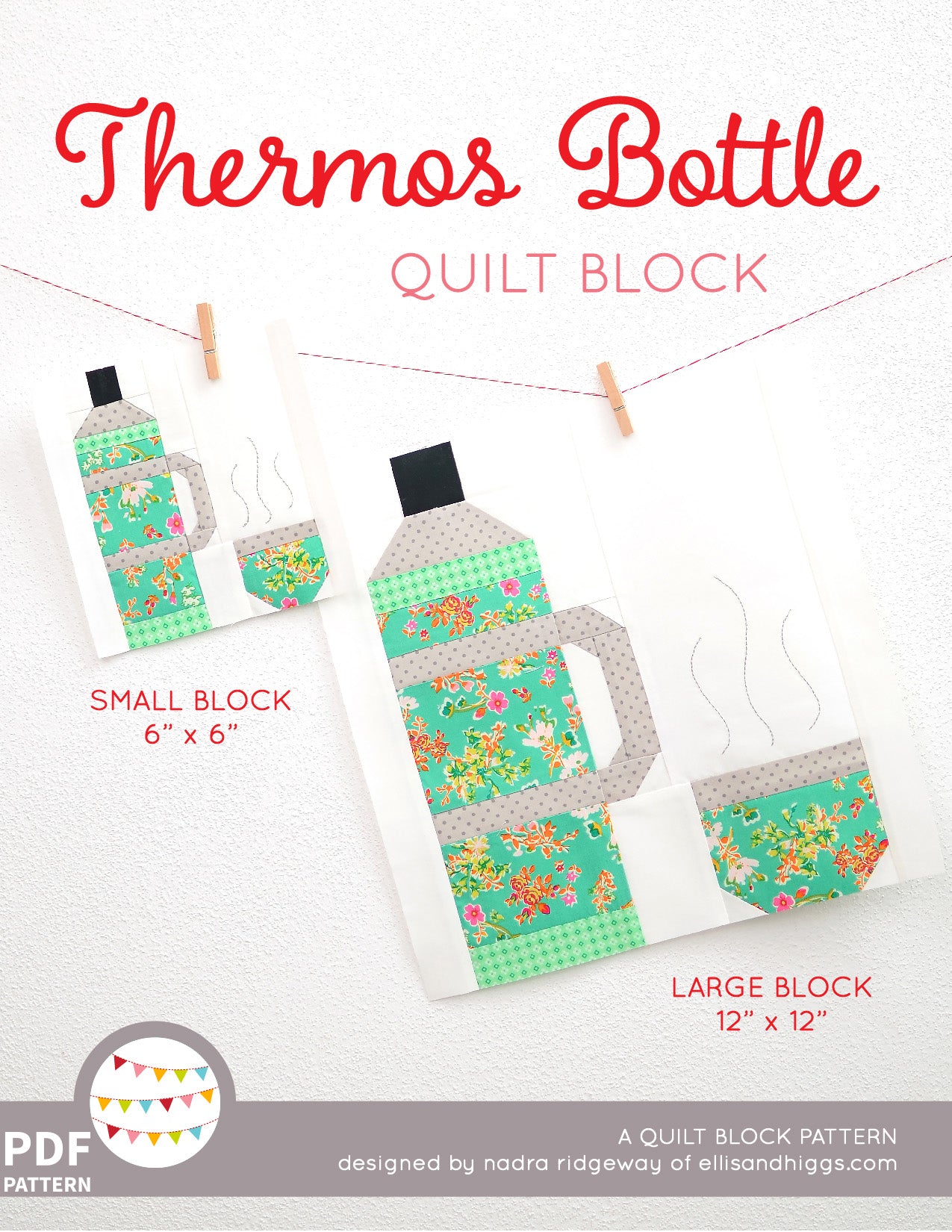 Pattern, Thermos Bottle Quilt Block by Ellis & Higgs (digital download)