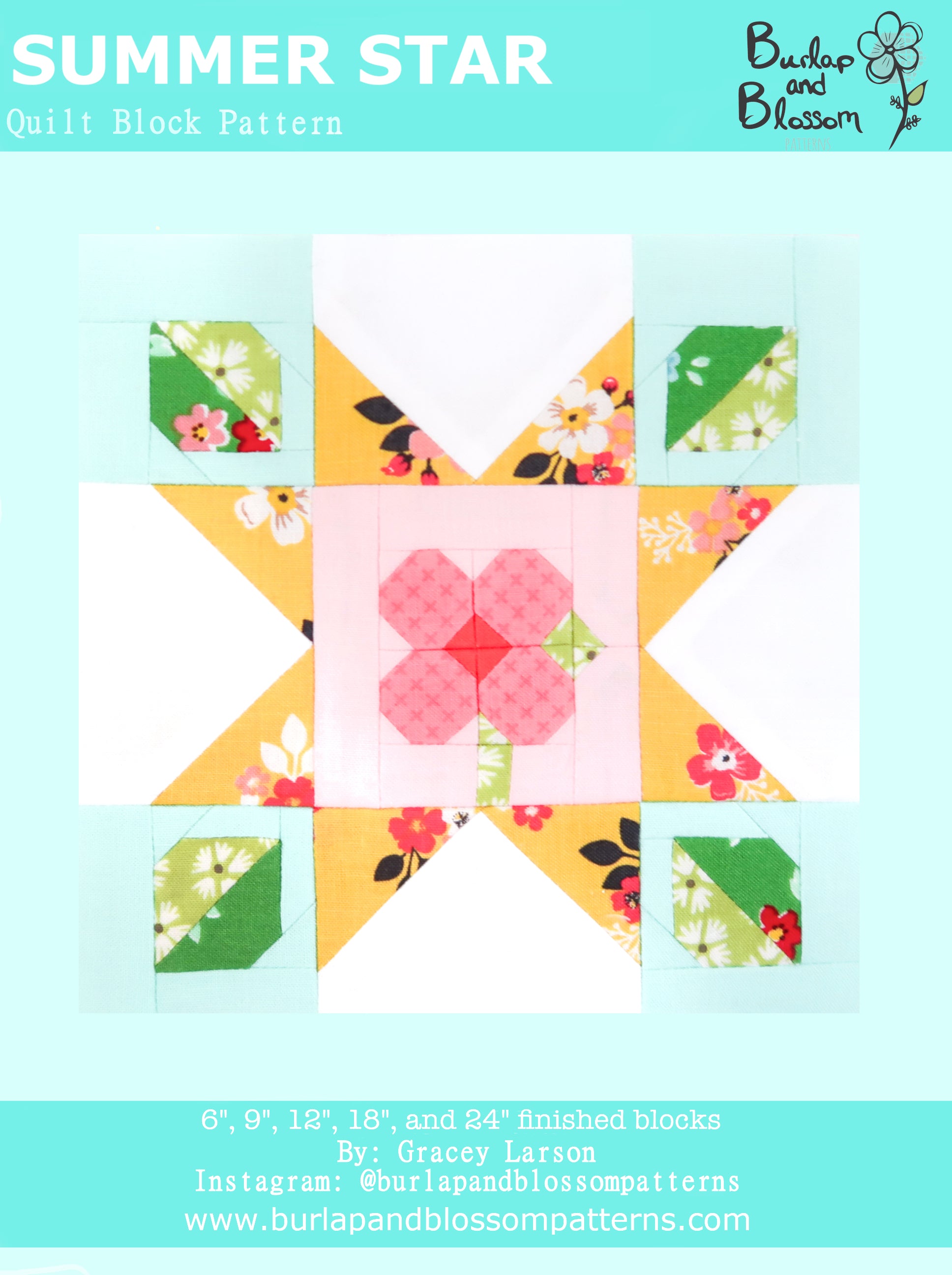 Pattern, Summer Star Block by Burlap and Blossom (digital download)