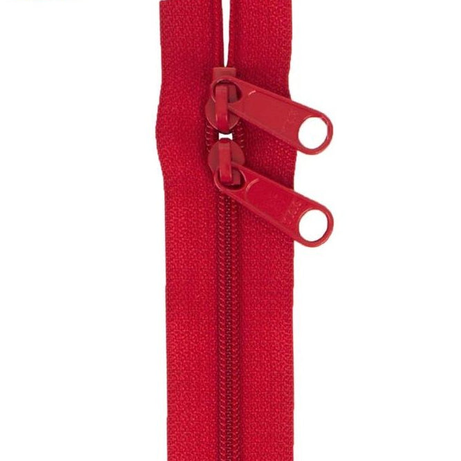 Zipper, Hot RED 30 Inch Handbag Zippers - Double-slide