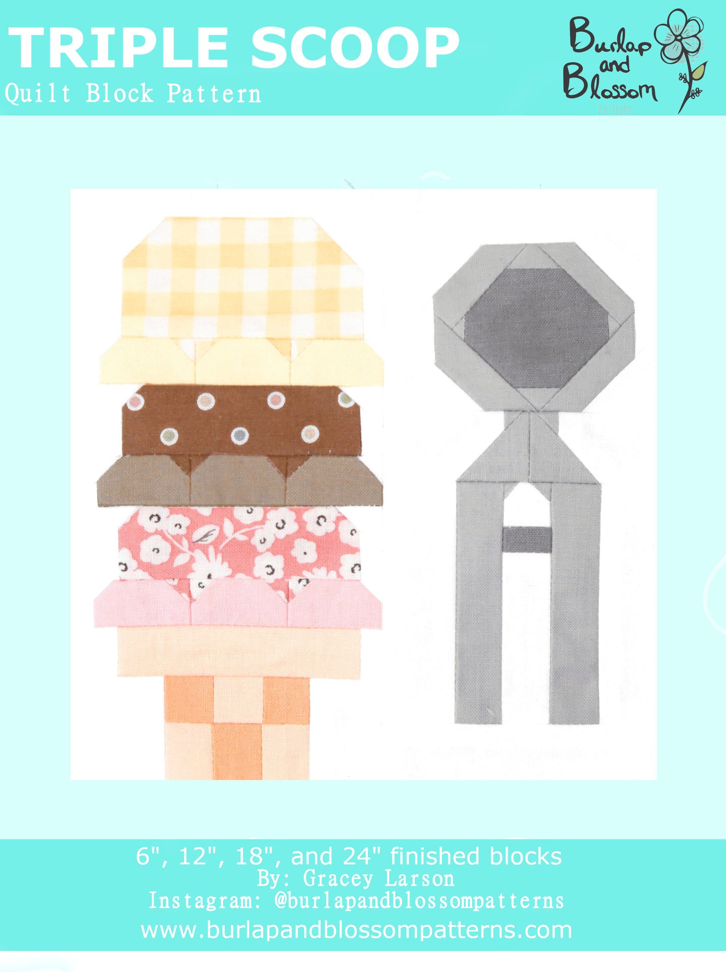 Pattern, Triple Scoop Block by Burlap and Blossom (digital download)