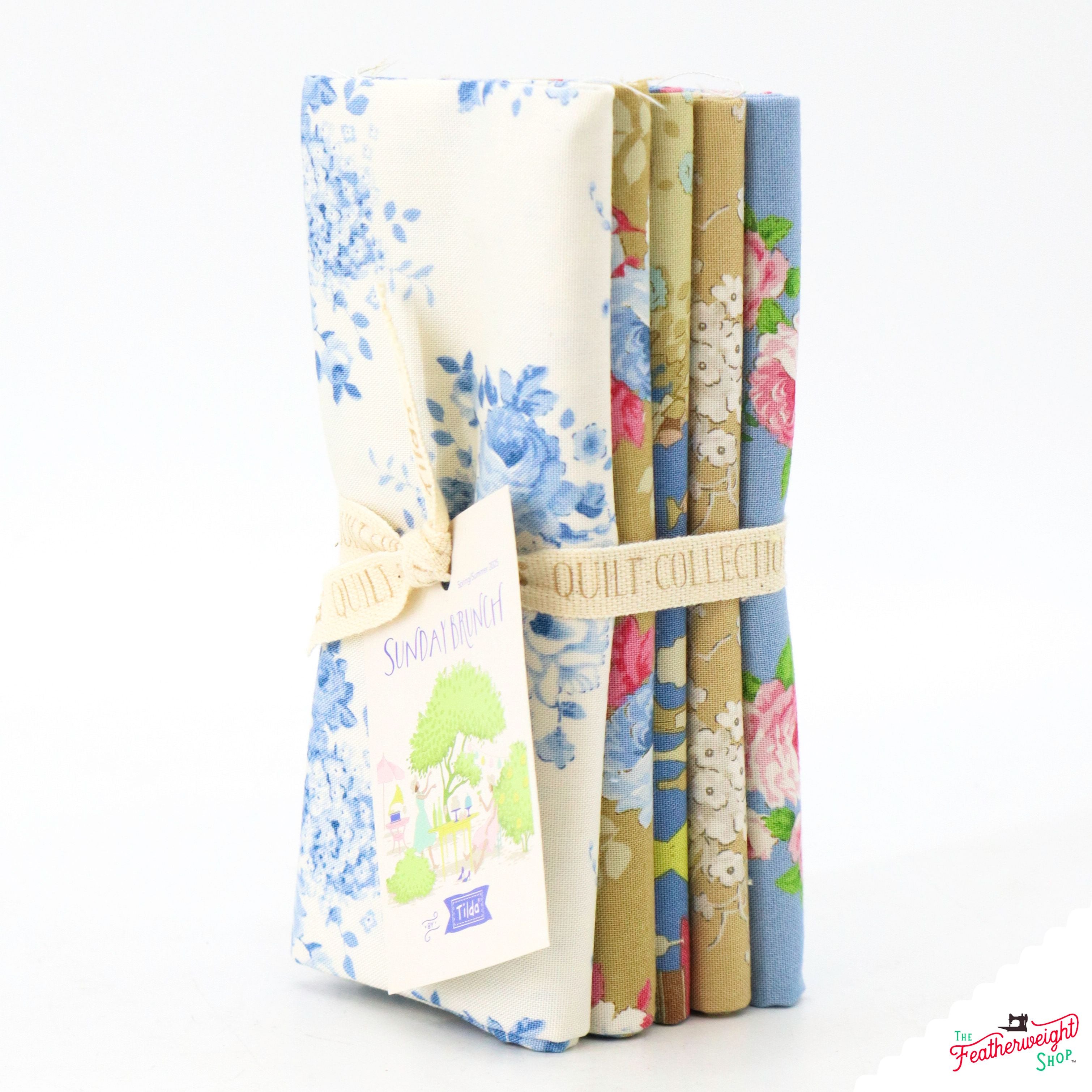 Fabric, Sunday Brunch BLUE and SAND by Tilda - FAT QUARTER BUNDLE