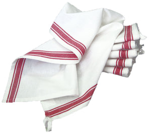 Tea Towel, Vintage Style - RED STRIPE (Pack of 3)