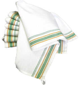 Green Stripe Vintage Linen Kitchen Towel