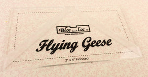 Flying Geese "BLOC LOC" Ruler with Squaring-Up Groove 2.5" x 4.5" (2" x 4" finished)