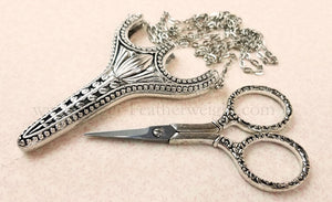 Scissors, Heirloom Embroidery Scissors Chatelaine Necklace