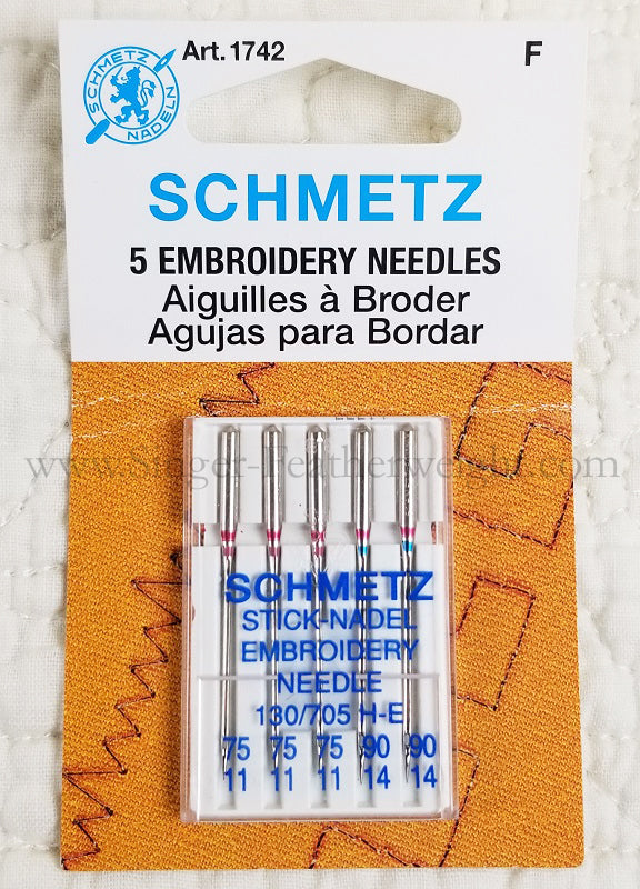 SINGER Embroidery Machine Needles 5/Pkg-Size 75