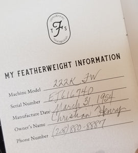 Featherweight information in log book