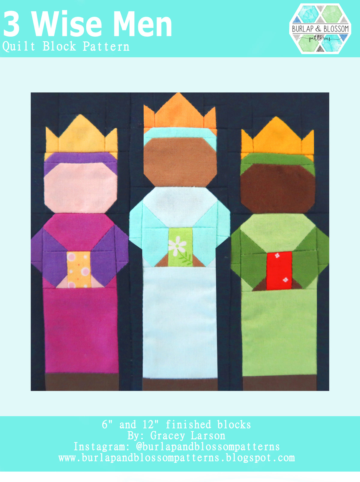 Pattern, Three Wise Men Quilt Block by Burlap and Blossom (digital dow ...