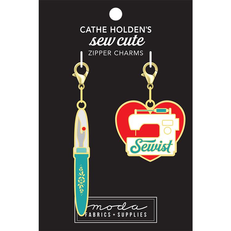 seam ripper sewing machine heart zipper pull charms