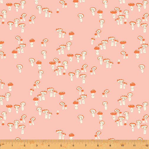 Fabric,  Far Far Away 3 by Heather Ross MUSHROOMS PINK (by the yard)