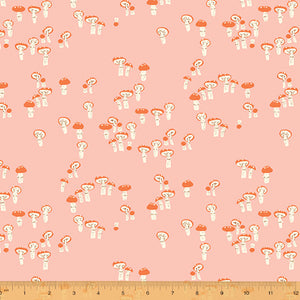Fabric,  Far Far Away 3 by Heather Ross MUSHROOMS PINK (by the yard)