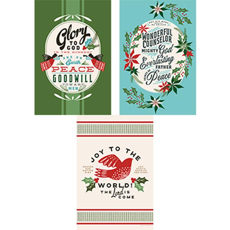 Set of three Good News Great Joy Tea Towels