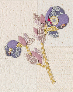 violet applique flower block