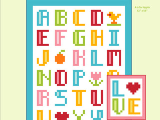 Load image into Gallery viewer, Pattern, A is for Apple / L is for Love Quilt by Ellis &amp; Higgs (digital download)