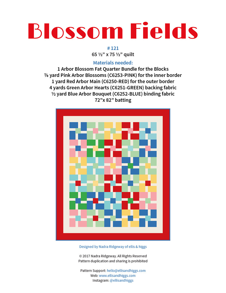 Pattern, Blossom Fields Quilt by Ellis & Higgs (digital download)