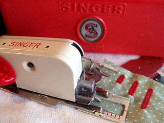 Load image into Gallery viewer, UK Cream Buttonholer Attachment, Vintage Singer