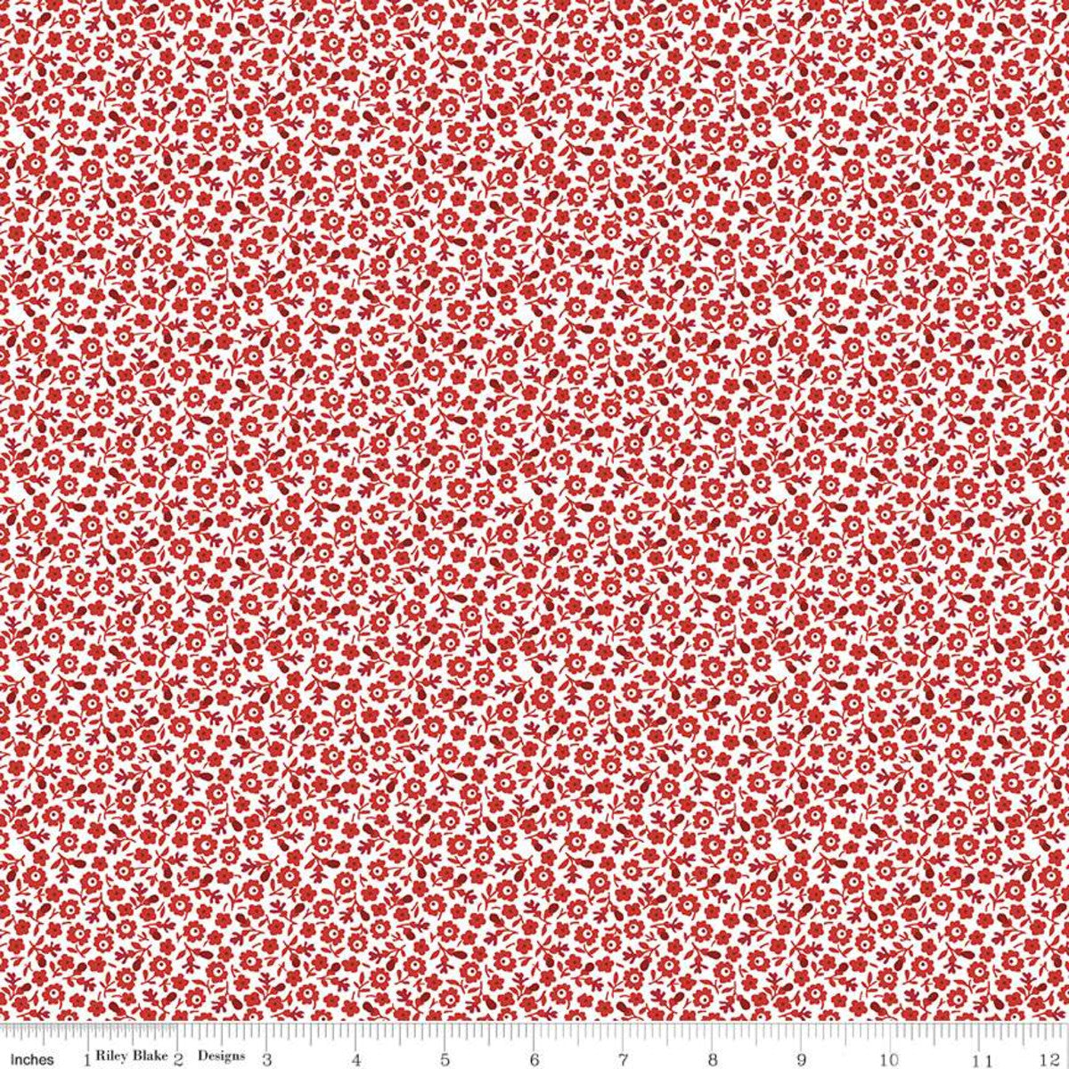Fabric, Red Hot CALICO OFF WHITE (by the yard)