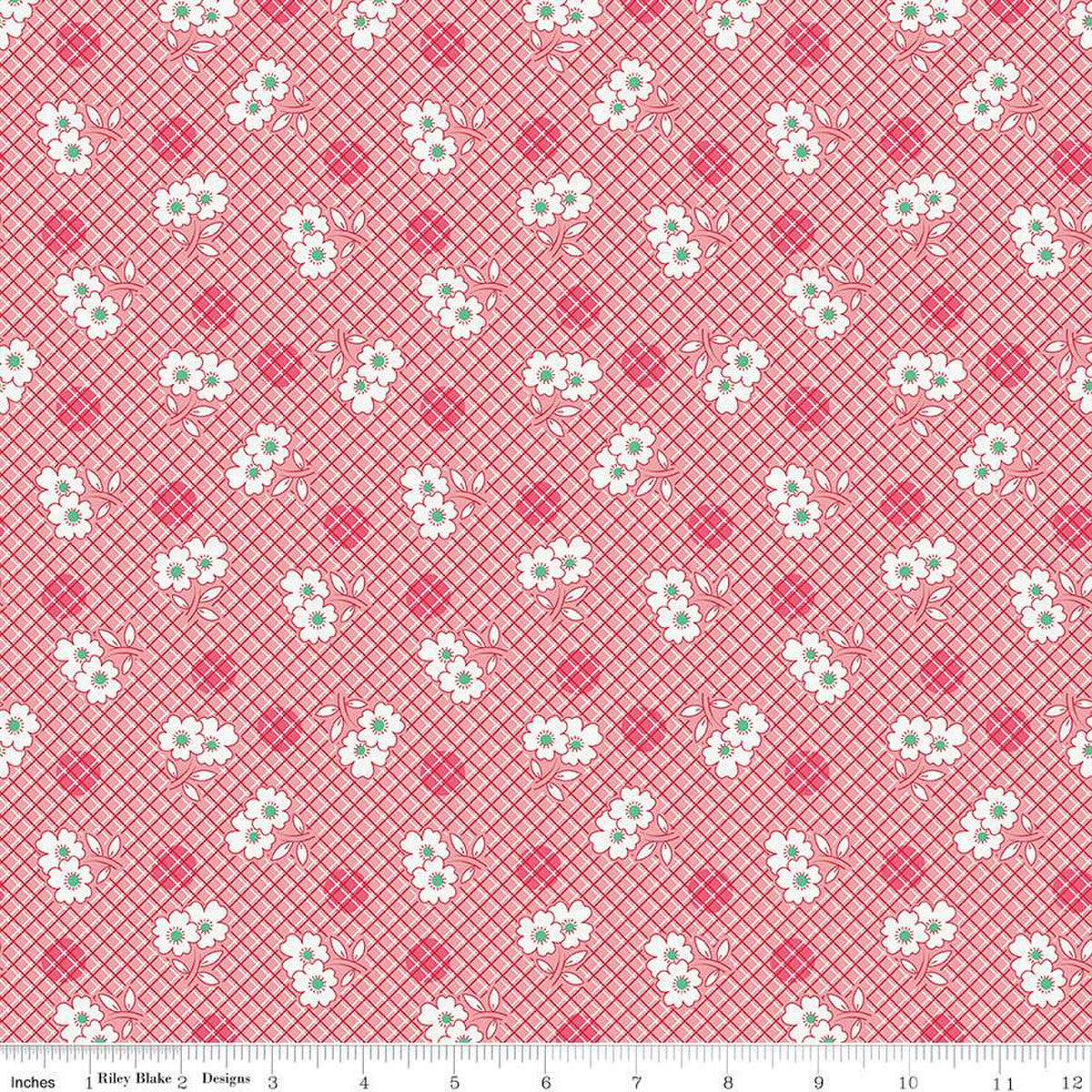 Fabric, Basin Feedsacks DAISY PINK by Stacy West (by the yard)