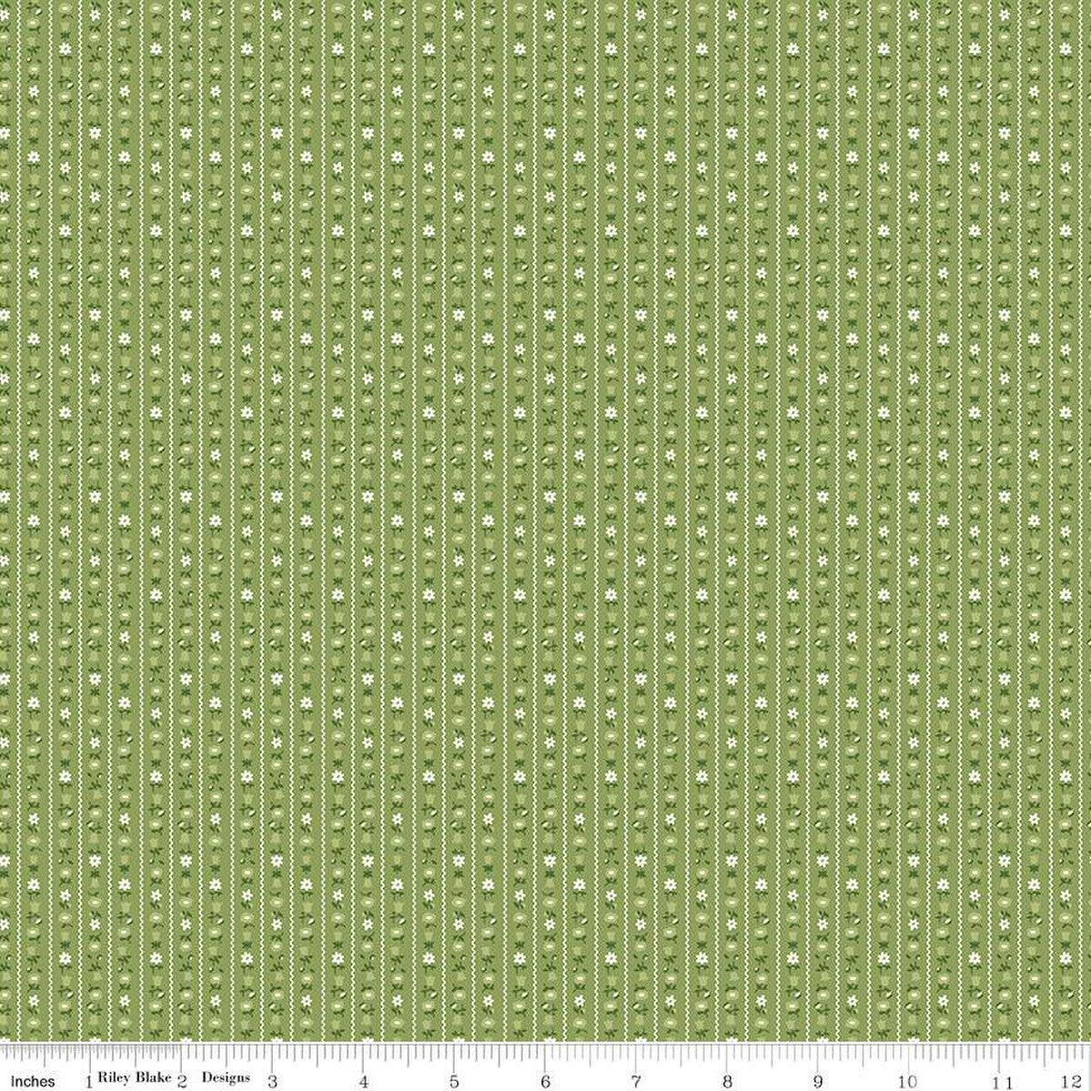 Fabric, Prairie by Lori Holt SAMPLER BASIL (by the yard)