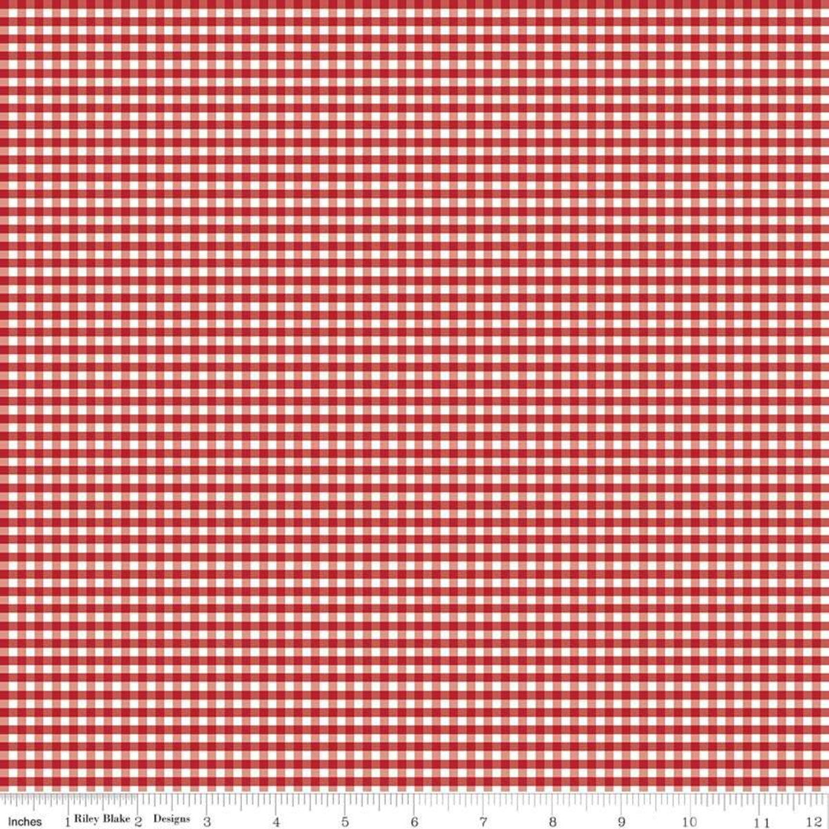 Fabric, 1/8" Small Gingham by Riley Blake Designs - RED (by the yard)