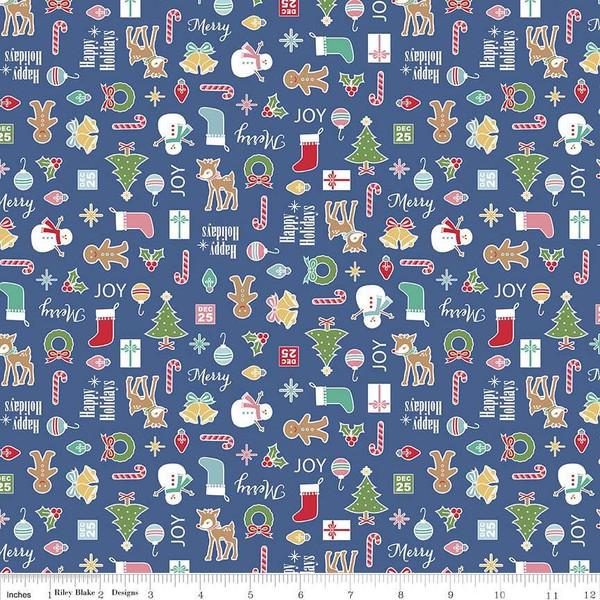Fabric, COZY Christmas by Lori Holt of Bee in My Bonnet - Main, Navy Blue Cozy