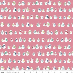 Fabric, COZY Christmas by Lori Holt of Bee in My Bonnet - Snowmen, Pink