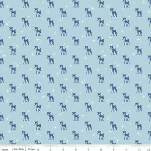 Fabric, COZY Christmas by Lori Holt of Bee in My Bonnet - Reindeer, Blue