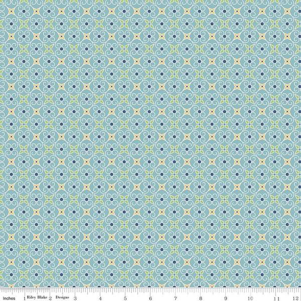 Fabric, COZY Christmas by Lori Holt of Bee in My Bonnet - Wrapping Paper, Blue