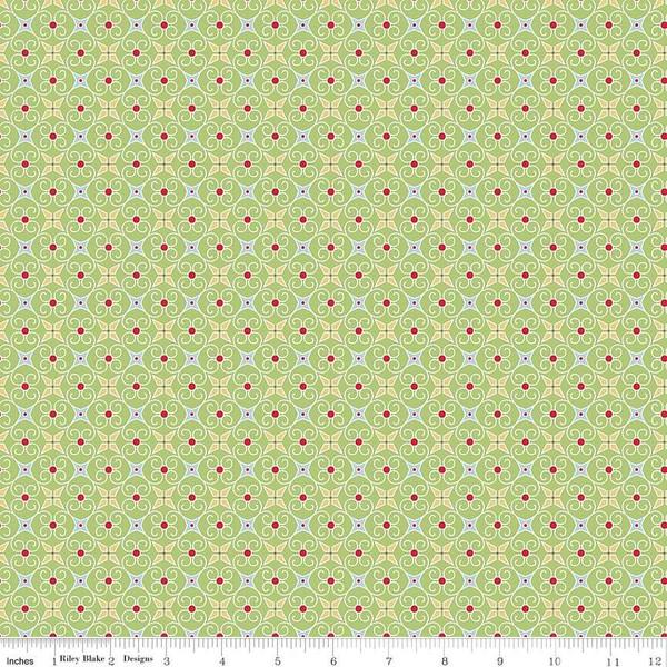 Fabric, COZY Christmas by Lori Holt of Bee in My Bonnet - Wrapping Paper, Green