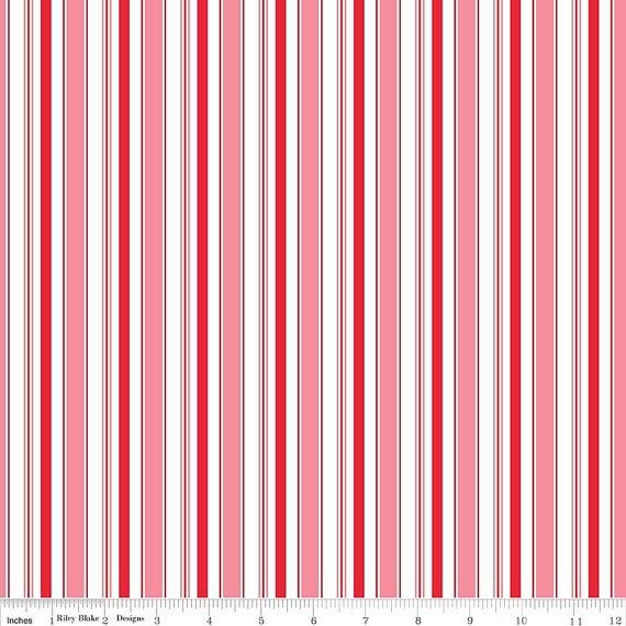 Fabric, Cozy Christmas STRIPE PINK by Lori Holt of Bee in My Bonnet