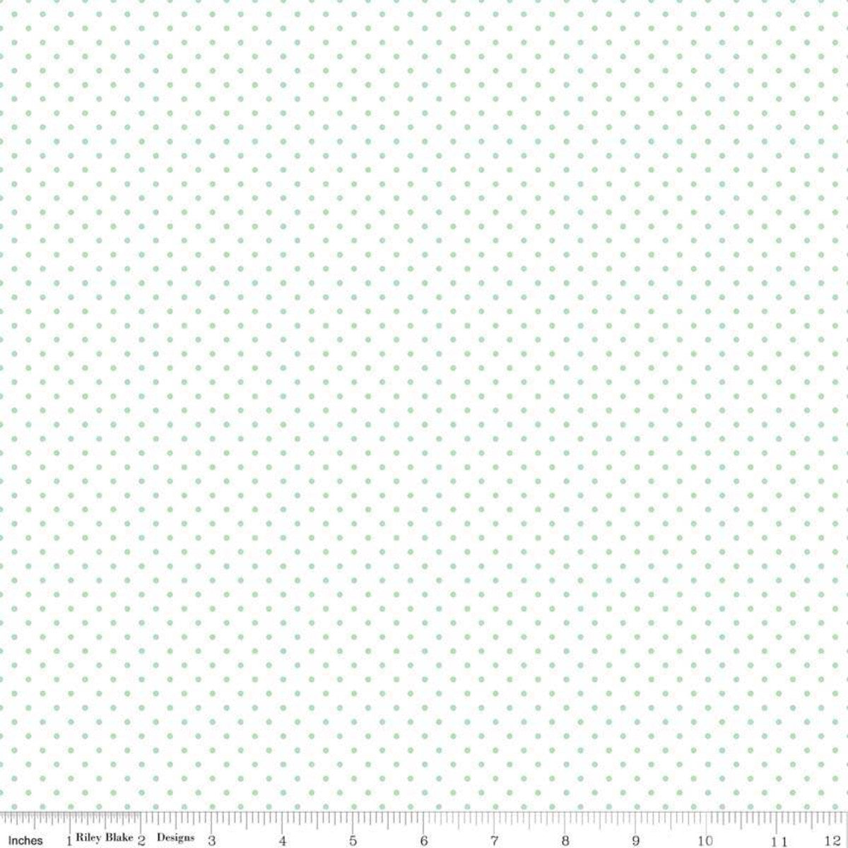 Fabric, SWISS DOT MINT ON WHITE BASIC by Riley Blake  (by the yard)