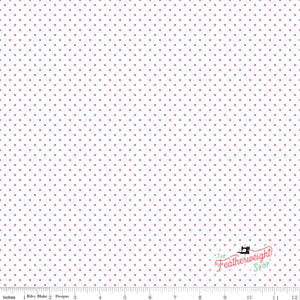 Fabric, SWISS DOT HOT PINK ON WHITE BASIC by Riley Blake  (by the yard)