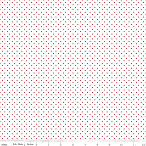 Fabric, SWISS DOT RED ON WHITE BASIC by Riley Blake  (by the yard)