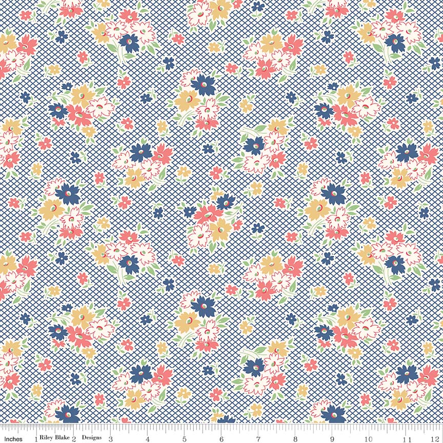 Fabric, Farm Girl Vintage by Lori Holt DENIM MAIN (by the yard)