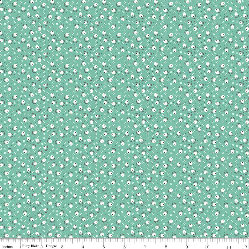 Fabric, Farm Girl Vintage by Lori Holt SEA GLASS BLOSSOM (by the yard)