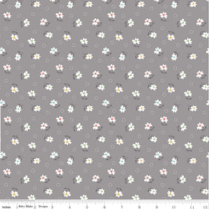 Fabric, Farm Girl Vintage by Lori Holt DAISY GRAY (by the yard)
