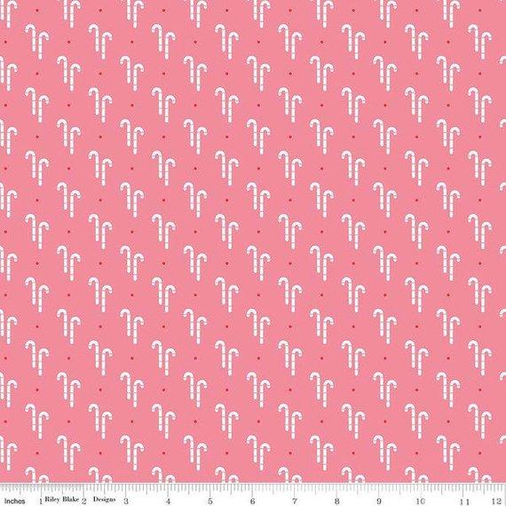 Fabric, COZY Christmas by Lori Holt of Bee in My Bonnet - Candy Cane, Pink