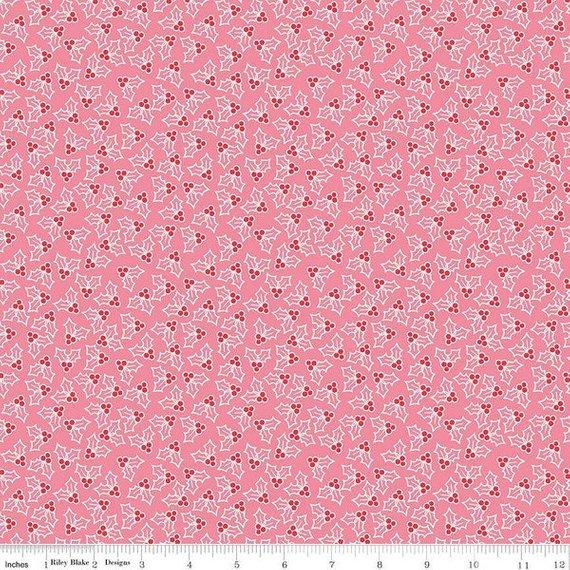 Fabric, COZY Christmas by Lori Holt of Bee in My Bonnet - Holly, Pink