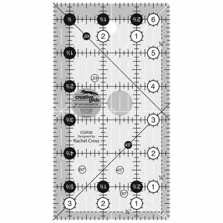 Cutting Ruler, CREATIVE GRIDS 3 1/2" x  6 1/2" (with self-grips)