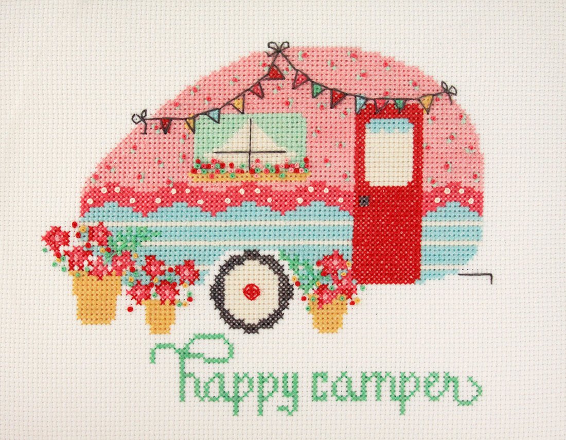 Counted Cross Stitch PATTERN, Happy Camper by Flamingo Toes