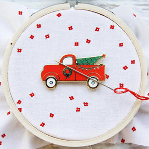 Needle Minder, RED CHRISTMAS TRUCK by Flamingo Toes