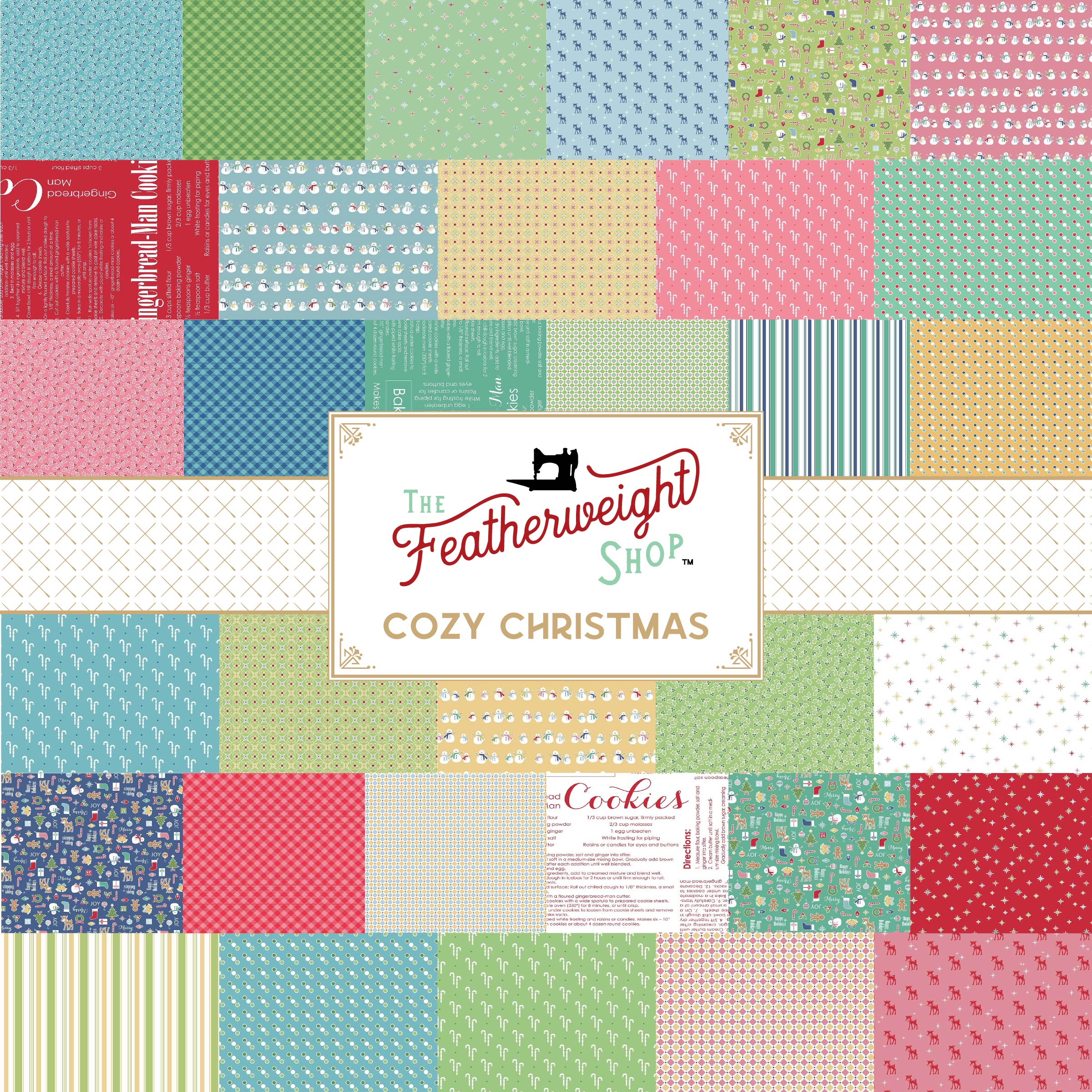 Fabric, Cozy Vintage Christmas FAT QUARTER Bundle + PANELS by Lori Holt