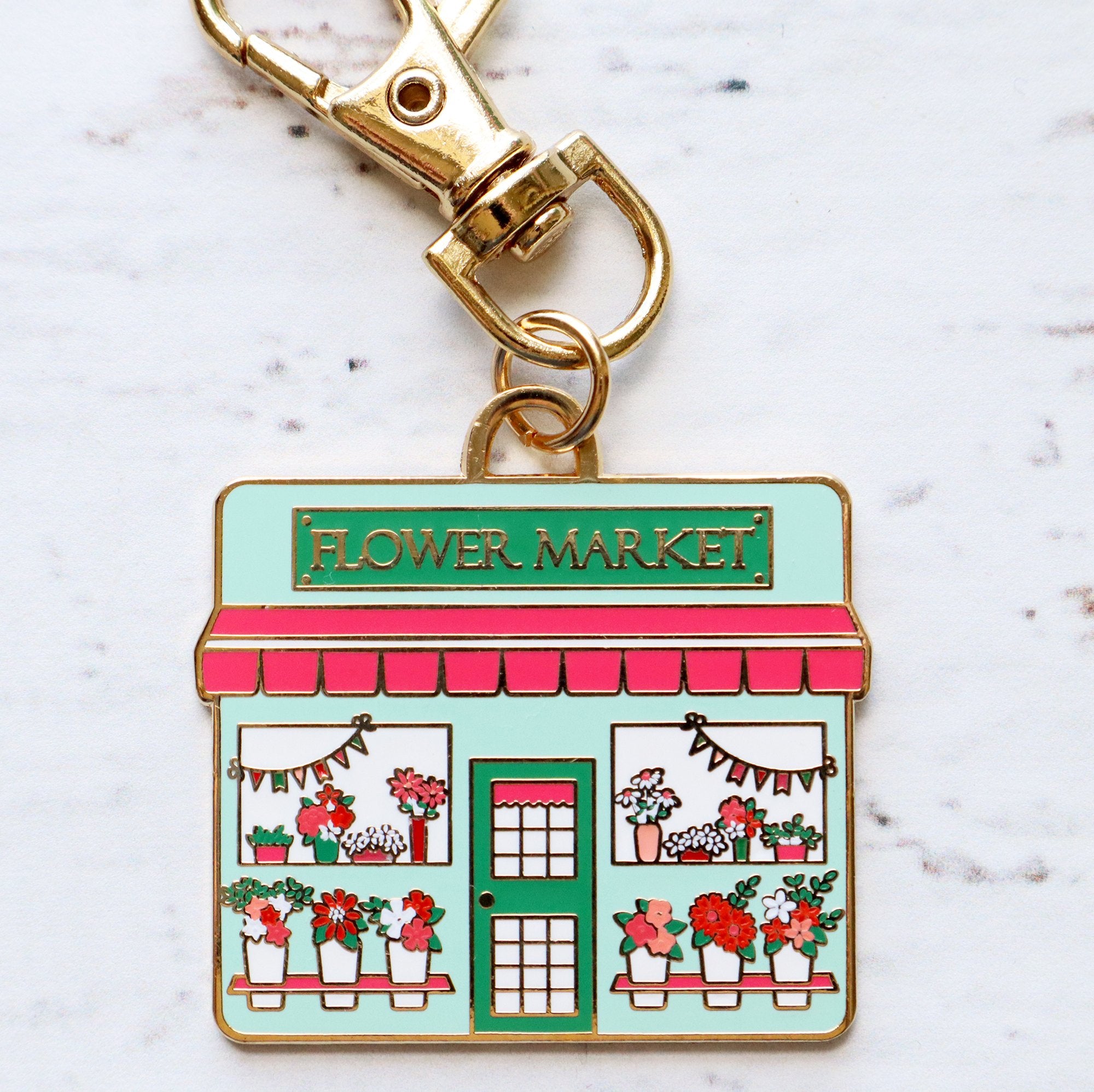 Keyring & Keychain Enamel Charm, FLOWERMARKET by Flamingo Toes