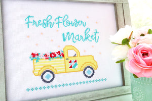 fresh flower market cross stitch pattern