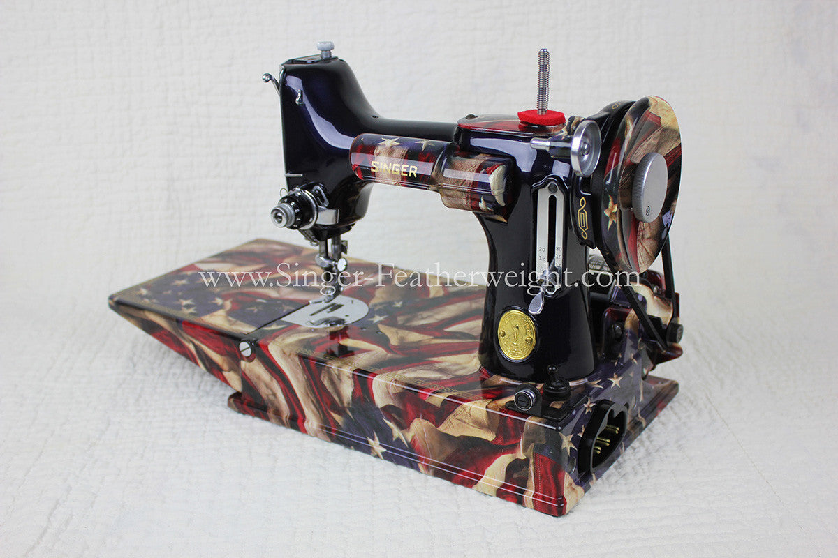 Singer Featherweight 221 Sewing Machine, PATRIOTIC One-Of-A-Kind Specialty - Painted