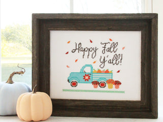 Load image into Gallery viewer, happy fall y&#39;all cross stitch pattern