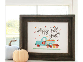 Load image into Gallery viewer, happy fall y&#39;all cross stitch pattern
